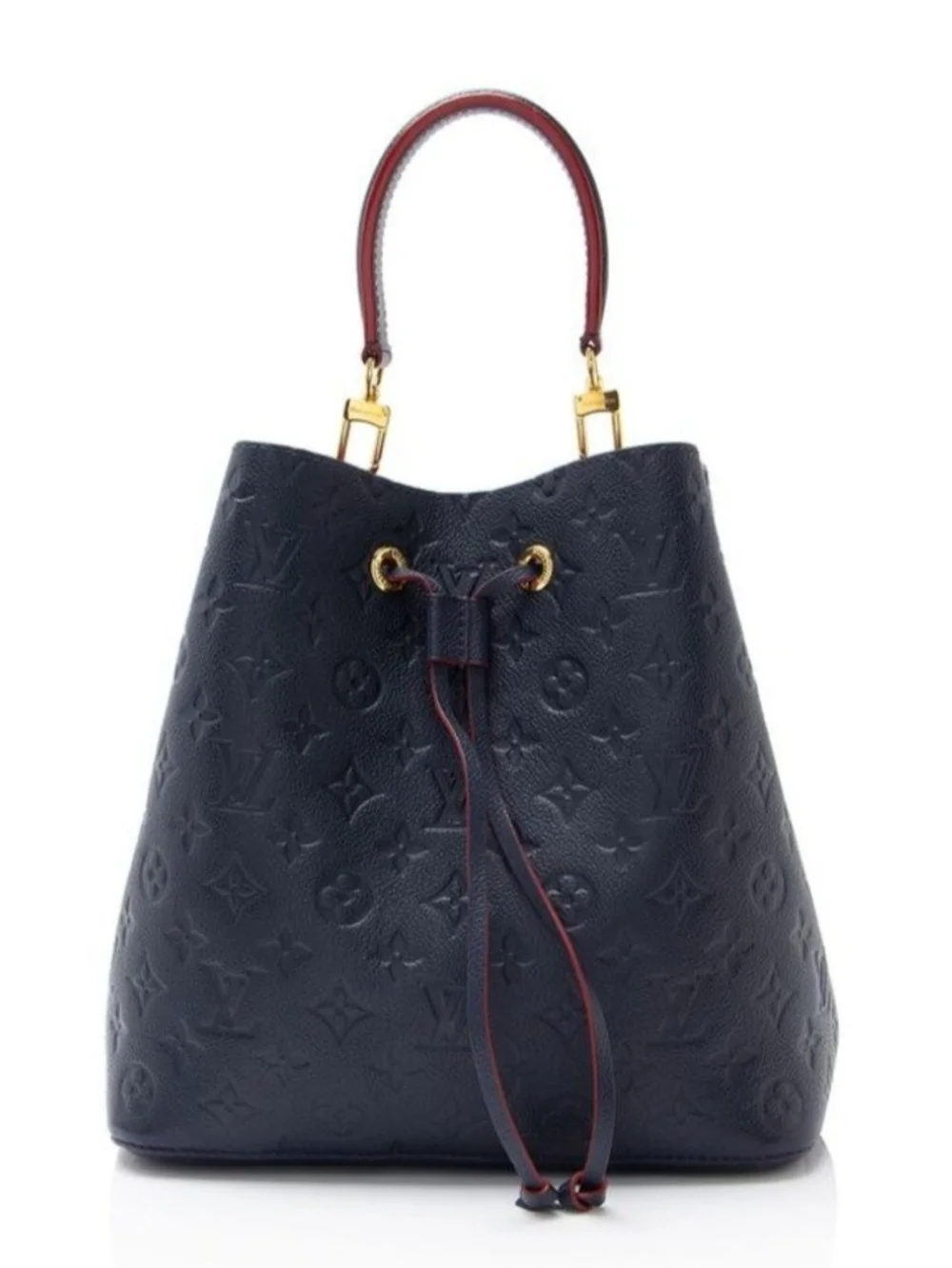 Louis Vuitton Navy Blue Embossed Leather Bucket Bag